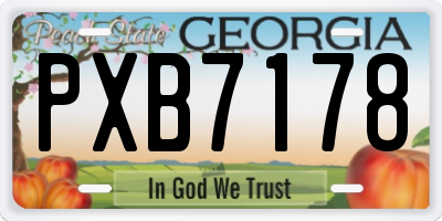 GA license plate PXB7178