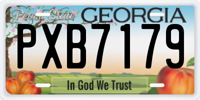 GA license plate PXB7179