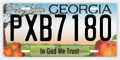 GA license plate PXB7180