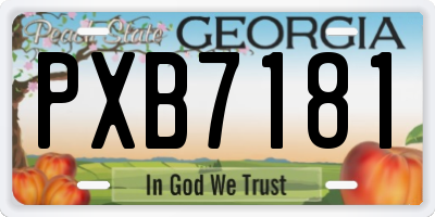 GA license plate PXB7181