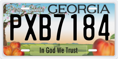 GA license plate PXB7184