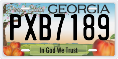 GA license plate PXB7189
