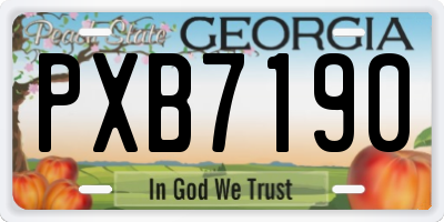 GA license plate PXB7190