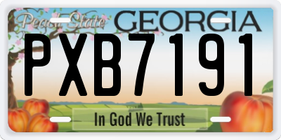 GA license plate PXB7191