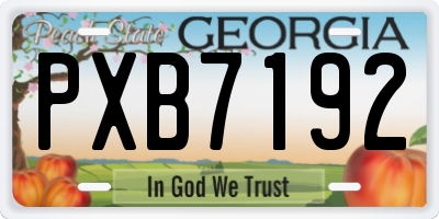 GA license plate PXB7192