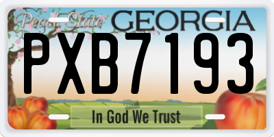 GA license plate PXB7193