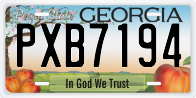GA license plate PXB7194