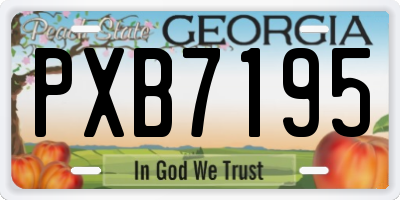 GA license plate PXB7195