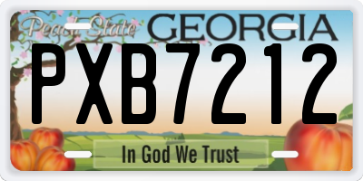 GA license plate PXB7212