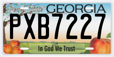 GA license plate PXB7227