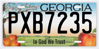 GA license plate PXB7235