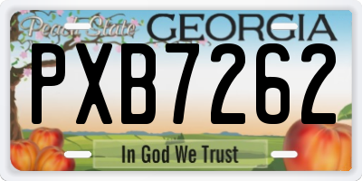 GA license plate PXB7262