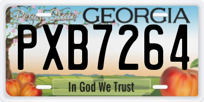 GA license plate PXB7264