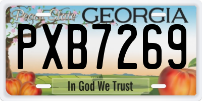 GA license plate PXB7269