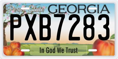 GA license plate PXB7283