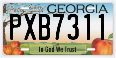GA license plate PXB7311