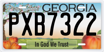 GA license plate PXB7322