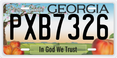 GA license plate PXB7326