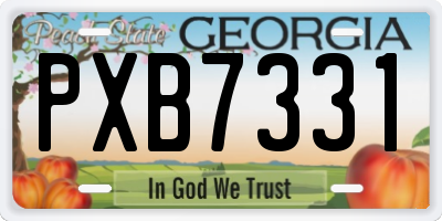 GA license plate PXB7331