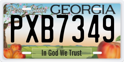 GA license plate PXB7349