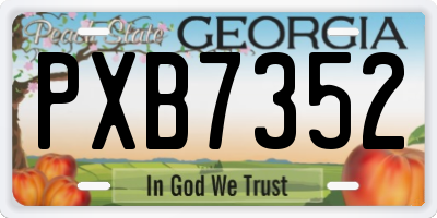 GA license plate PXB7352