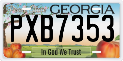 GA license plate PXB7353
