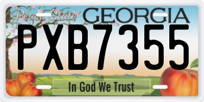 GA license plate PXB7355