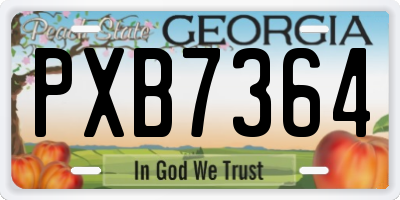 GA license plate PXB7364