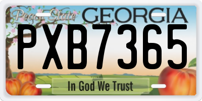 GA license plate PXB7365