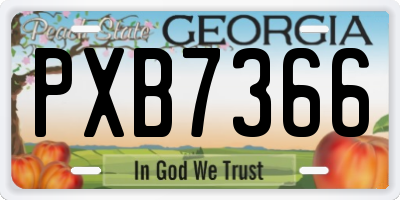 GA license plate PXB7366