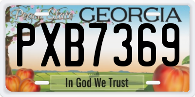 GA license plate PXB7369