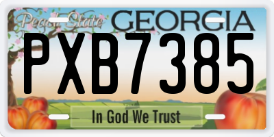 GA license plate PXB7385