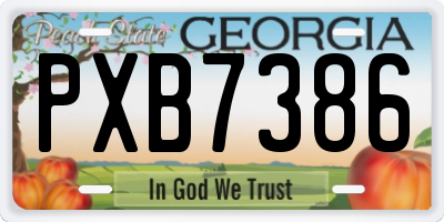 GA license plate PXB7386