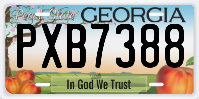 GA license plate PXB7388