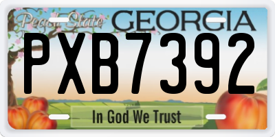 GA license plate PXB7392