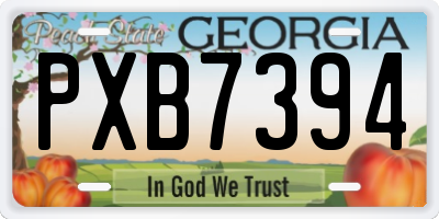GA license plate PXB7394