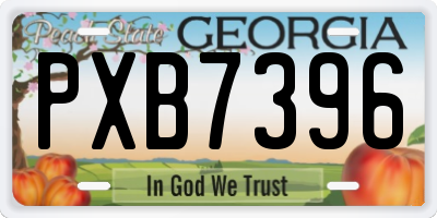 GA license plate PXB7396