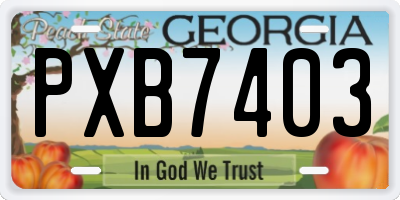 GA license plate PXB7403