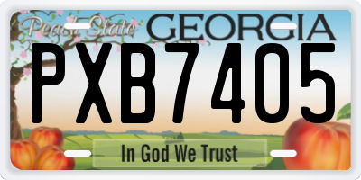 GA license plate PXB7405