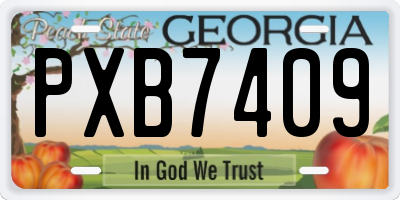 GA license plate PXB7409