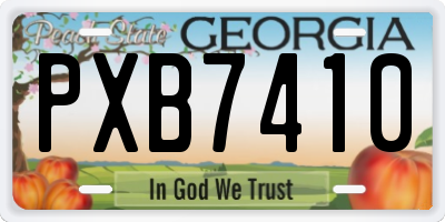 GA license plate PXB7410
