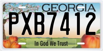 GA license plate PXB7412