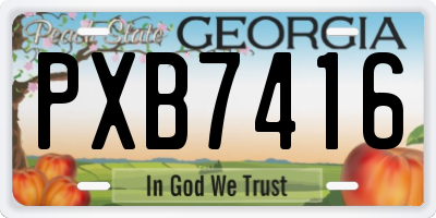 GA license plate PXB7416