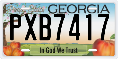 GA license plate PXB7417