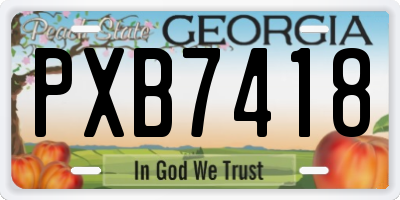 GA license plate PXB7418
