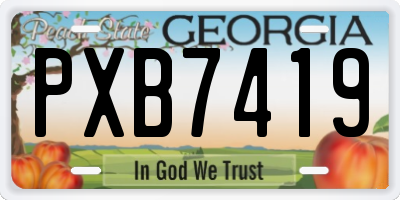 GA license plate PXB7419