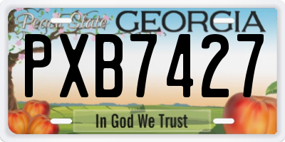 GA license plate PXB7427