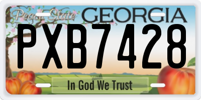 GA license plate PXB7428