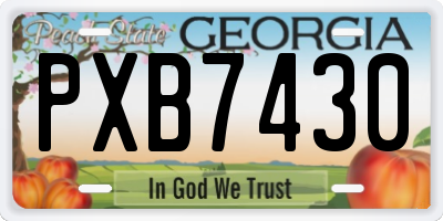 GA license plate PXB7430