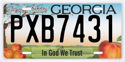 GA license plate PXB7431